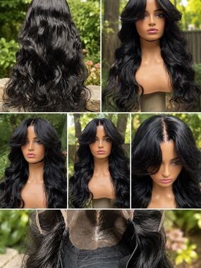 Natural Wave Black Lace Front Wig - Center Part